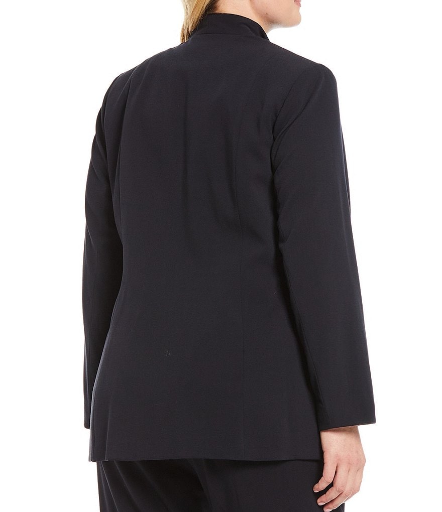 Calvin Klein Plus Size Stretch Open Front Zipper Pocket Jacket