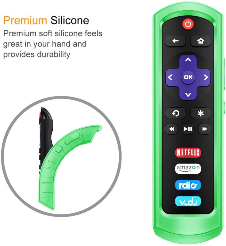 Fintie Protective Case for Roku Steaming Stick 3600R, TCL Roku TV RC280 Remote - CaseBot (Honey Comb Series) Light Weight (Anti Slip) Shock Proof Silicone Remote Controller Cover, Green Glow