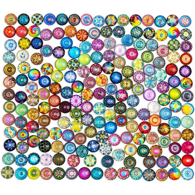 200pcs Glass Dome Cabochon Round Mosaic Tiles for DIY Crafts, Jewelry Making and Ornaments