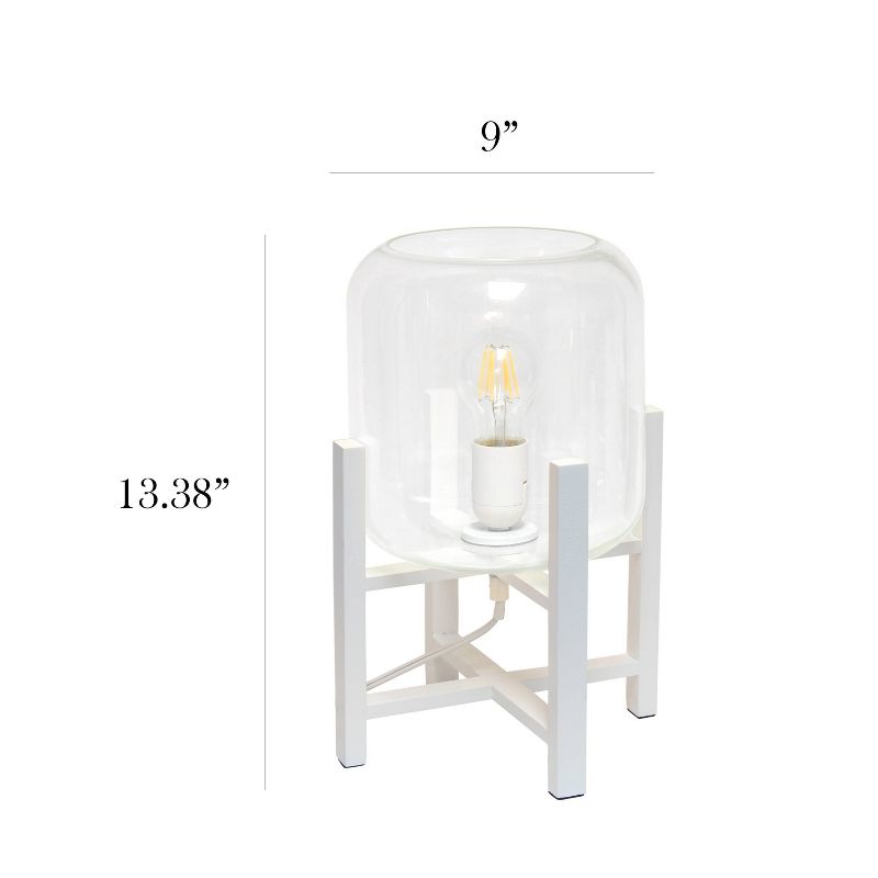 Wood Mounted Table Lamp with Glass Cylinder Shade White - Simple Designs