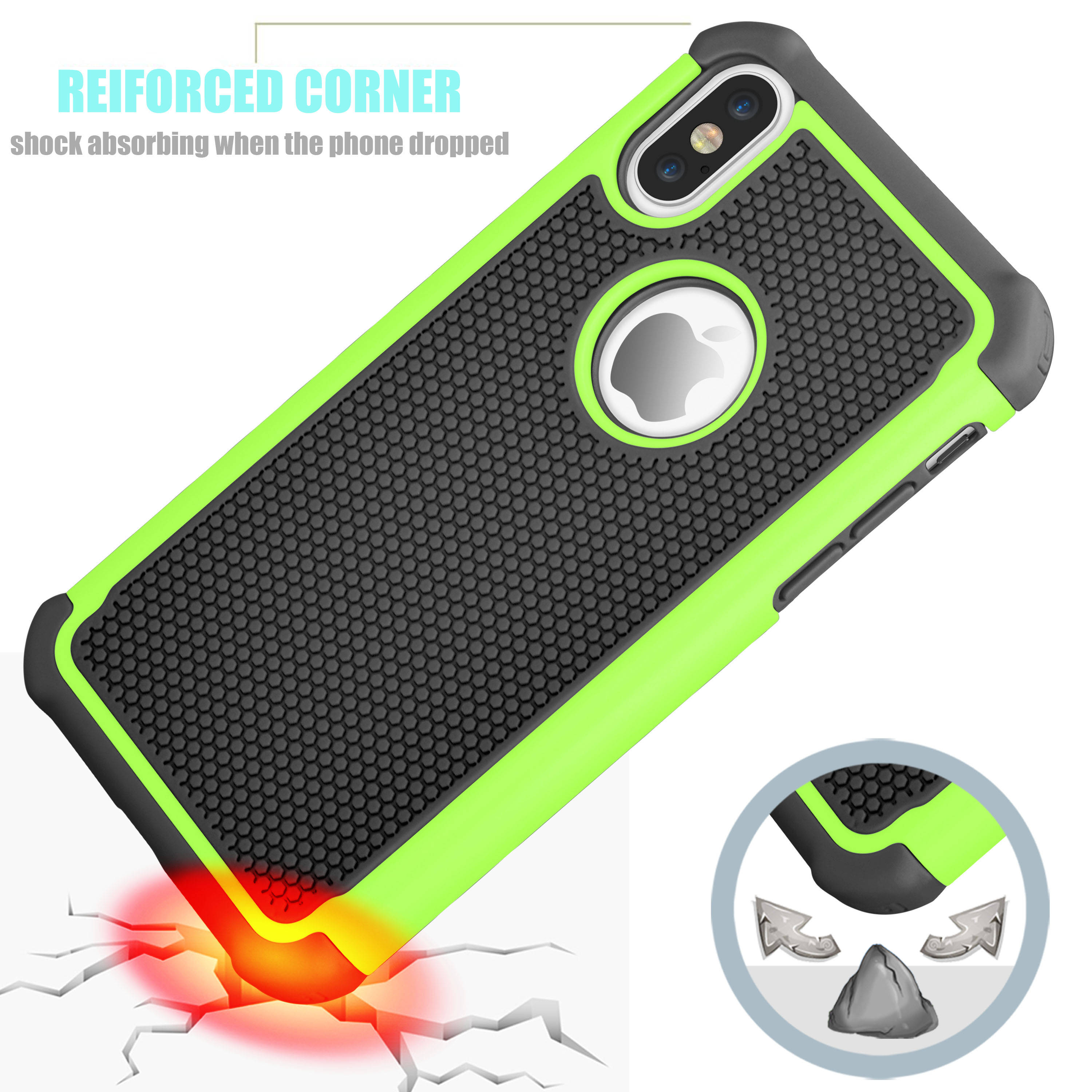 iPhone X Case, iPhone X Cute Case, Tekcoo [Tmajor] Shock Absorbing [Turquoise] Rubber Silicone & Plastic Scratch Resistant Bumper Grip Rugged Hard Cases Cover for Apple iPhone X (5.8 inch)