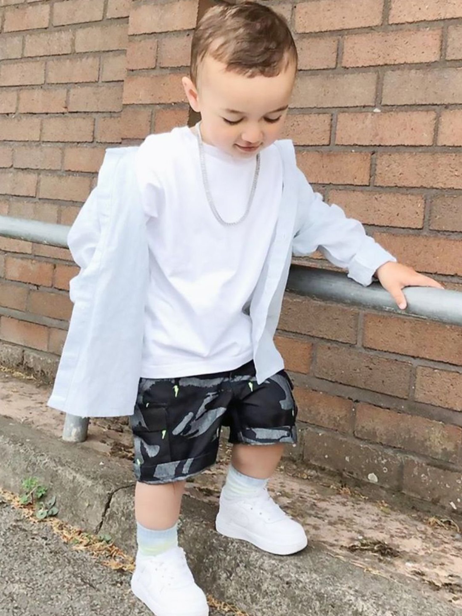 Cherry Crumble By Nitt Hyman Kids Navy Camouflage  Short