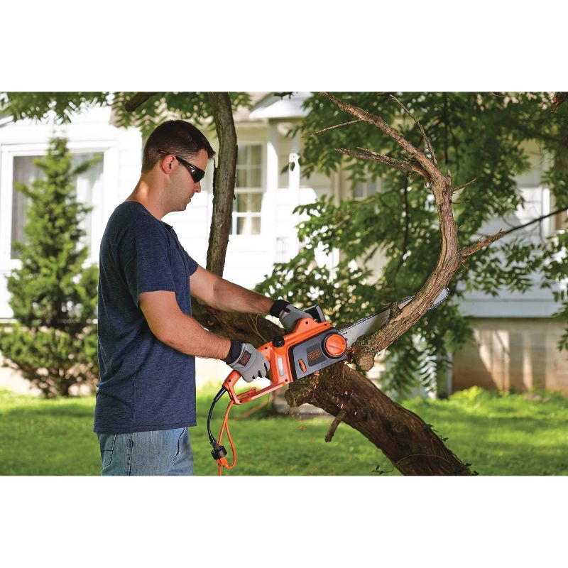 BLACK+DECKER 12" 120V AC Corded Chainsaw with Tool Free Tensioning - Orange Sorbet