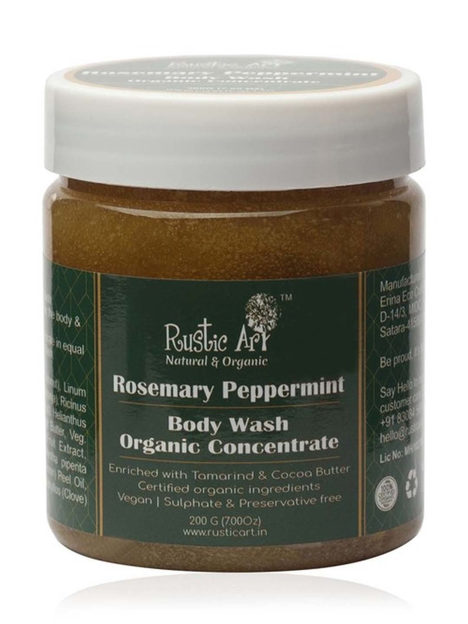 Rustic Art Rosemary Peppermint Body Wash Concentrate - 200 gm