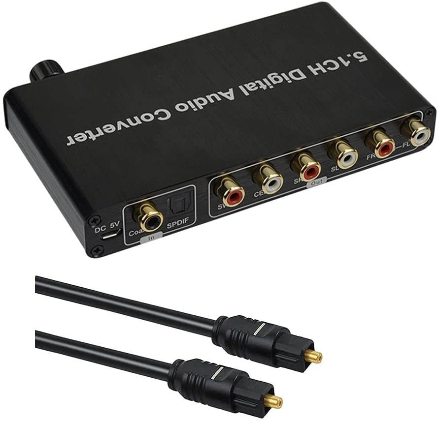 4K 60@ 3D 5.1CH Audio Extractor Decode Coaxial to RCA AC3/DST to 5.1 Amplifier Analog Converter for PS4 DVD Player HDTV