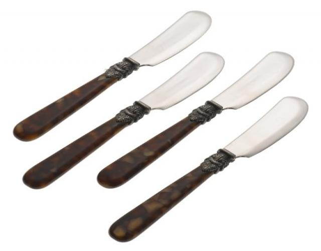 Rosanna Set of 4 Napoleon Pate Knives, Tortoise
