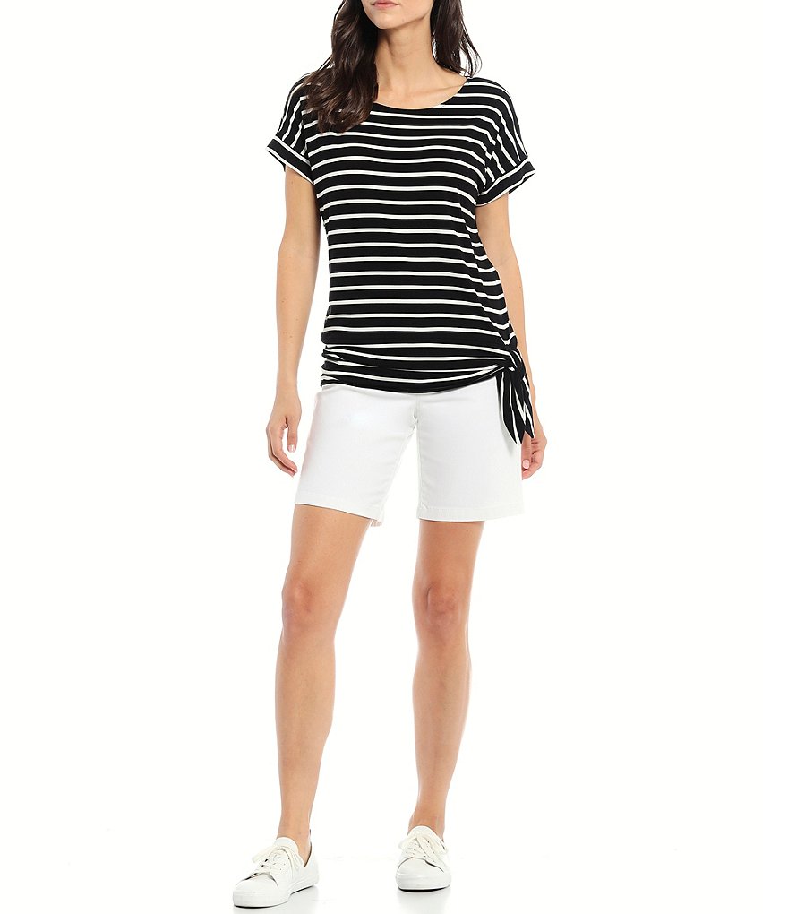 Preston & York Caroline Bow Woven V-Neck 3/4 Sleeve Blouse