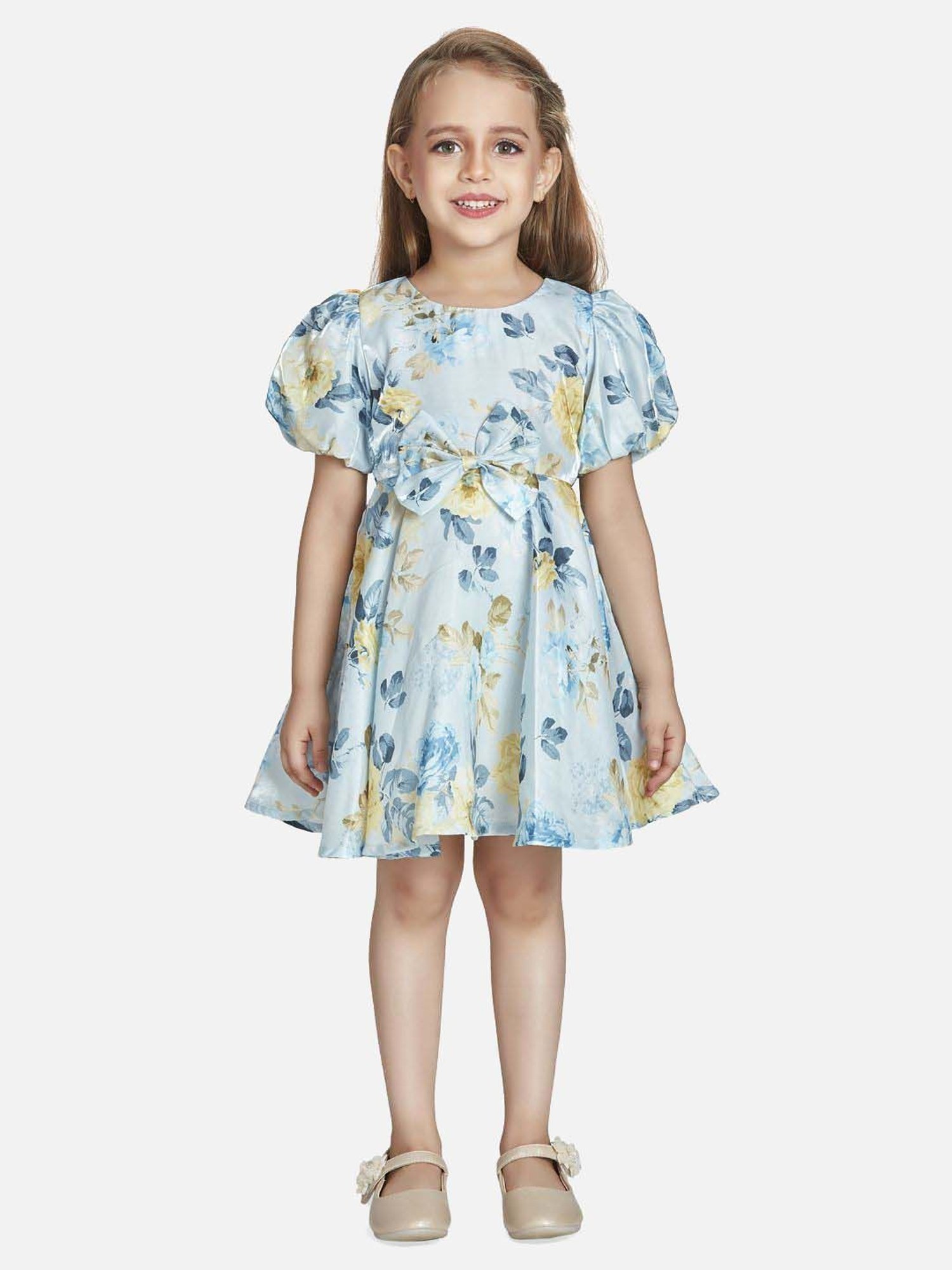 Peppermint Girls Blue Floral Dress