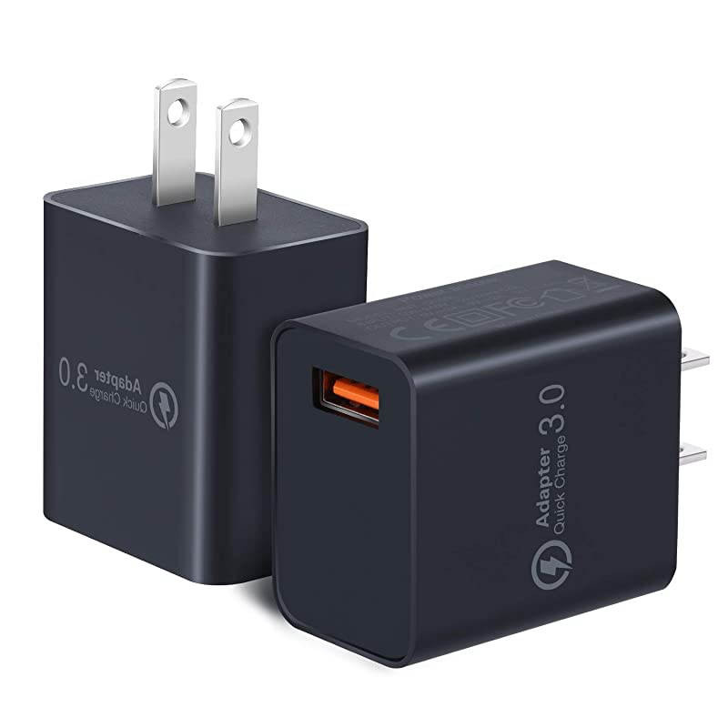 Quick Charge 30 Wall Charger  2 Pack 18W Fast Charging USB Wall Charger Power Adapter USB Plug Compatible 10W Wireless Charger iPad Pro Tablets iPhone Samsung Galaxy LG HTC Black Black
