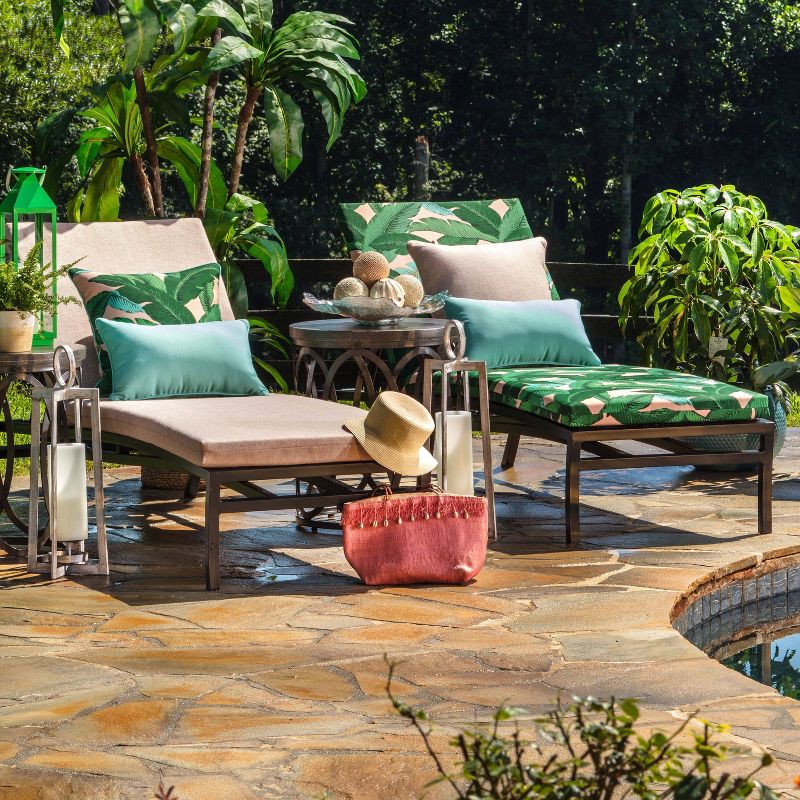 2pk 18.5" Swaying Palms Outdoor Throw Pillow Capri Blue - Pillow Perfect