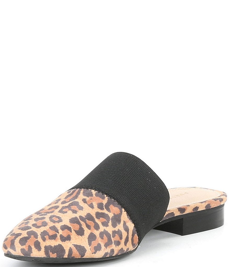 Pelle Moda Lois Leopard Print Suede Mules