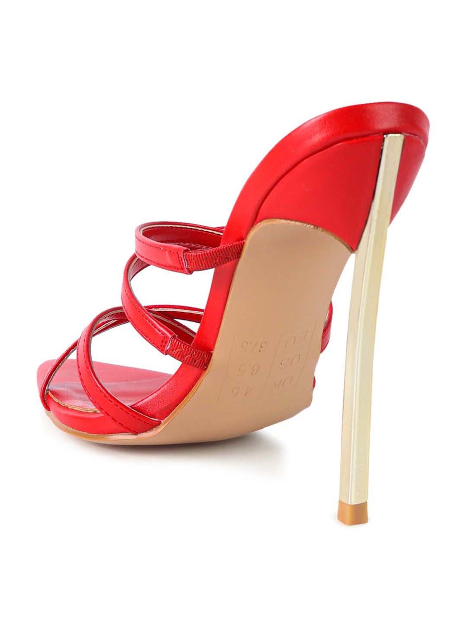 London Rag Women's Red Cross Strap Stilettos