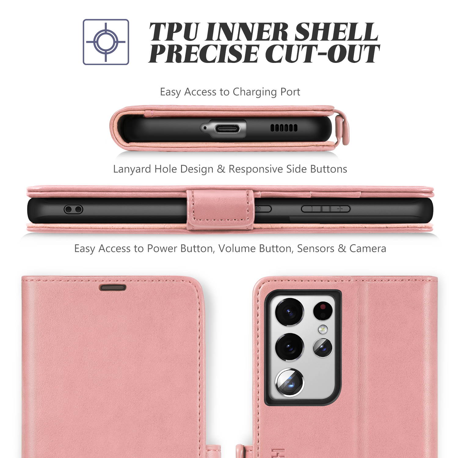 TUCCH Galaxy S21 Ultra Wallet Case, Magnetic Shockproof PU Leather Case with[Kickstand][RFID Blocking][TPU Shell] Protective Flip Cover Compatible with Galaxy S21 Ultra 5G (6.8''), Myrtle Green