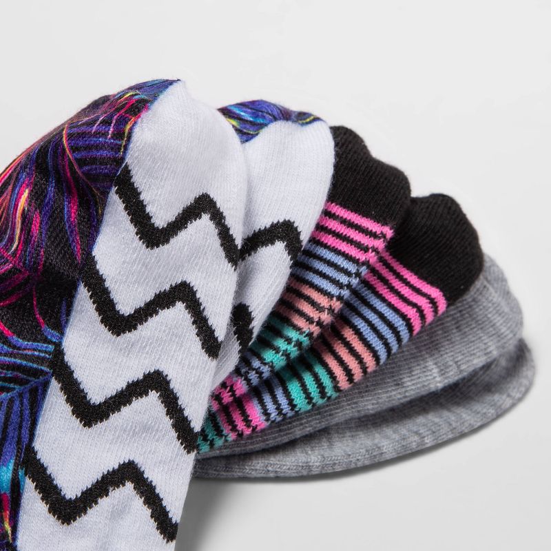 Women's Palm Print 3pk Liner Socks - Xhilaration™ Black/Gray 4-10