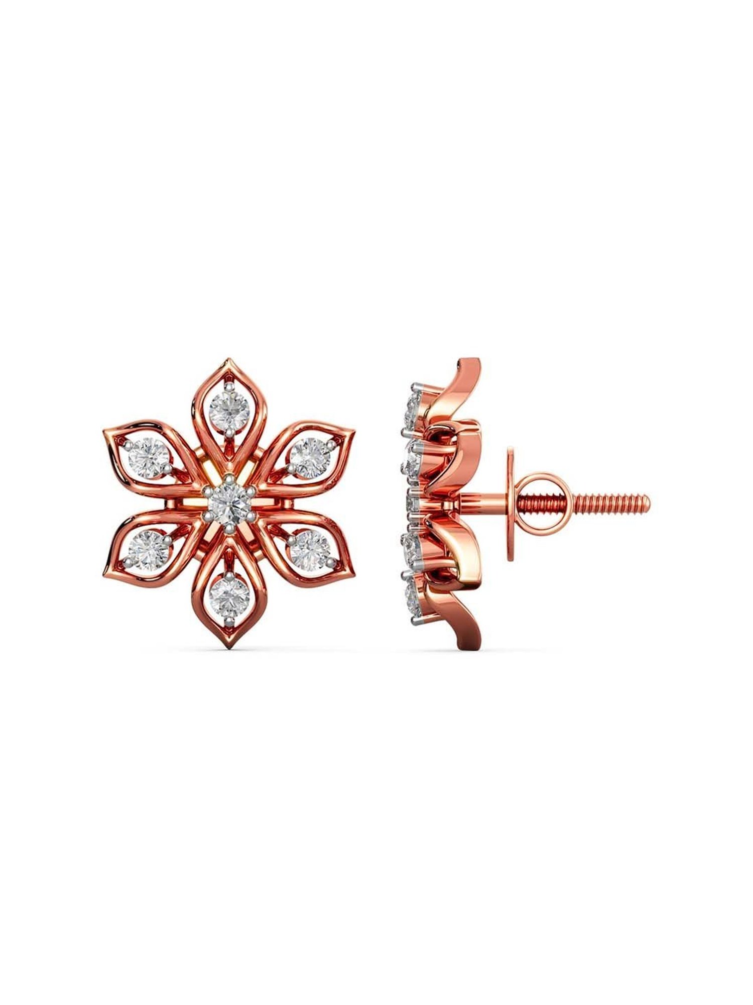 Joyalukkas 18k Gold & Diamond Floral Stud Earrings for Women