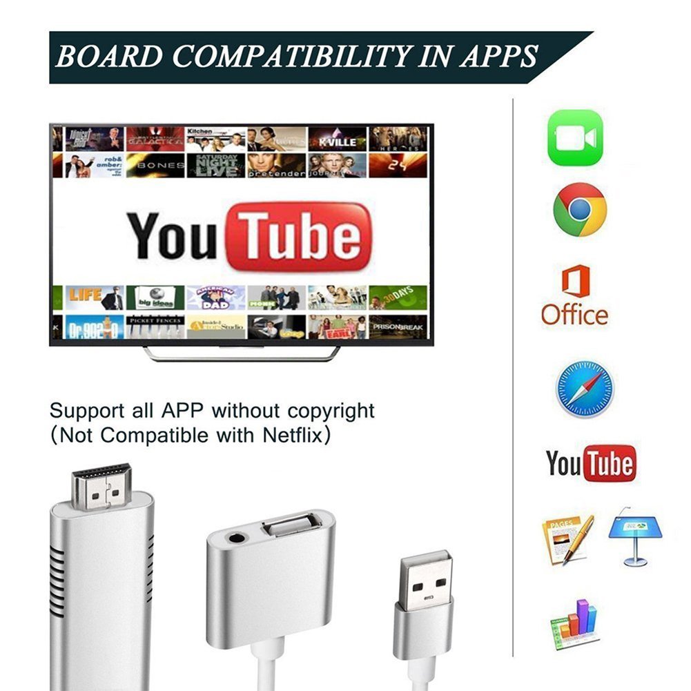 Lightning to HDMI Cable for IOS Android 3-in-1 Lightning / Micro USB / Type-C to HDMI Adapter 1080P Digital AV Adapter HDTV MHL Cable Support iPhone iPad Android Smartphones on HDTV Projector