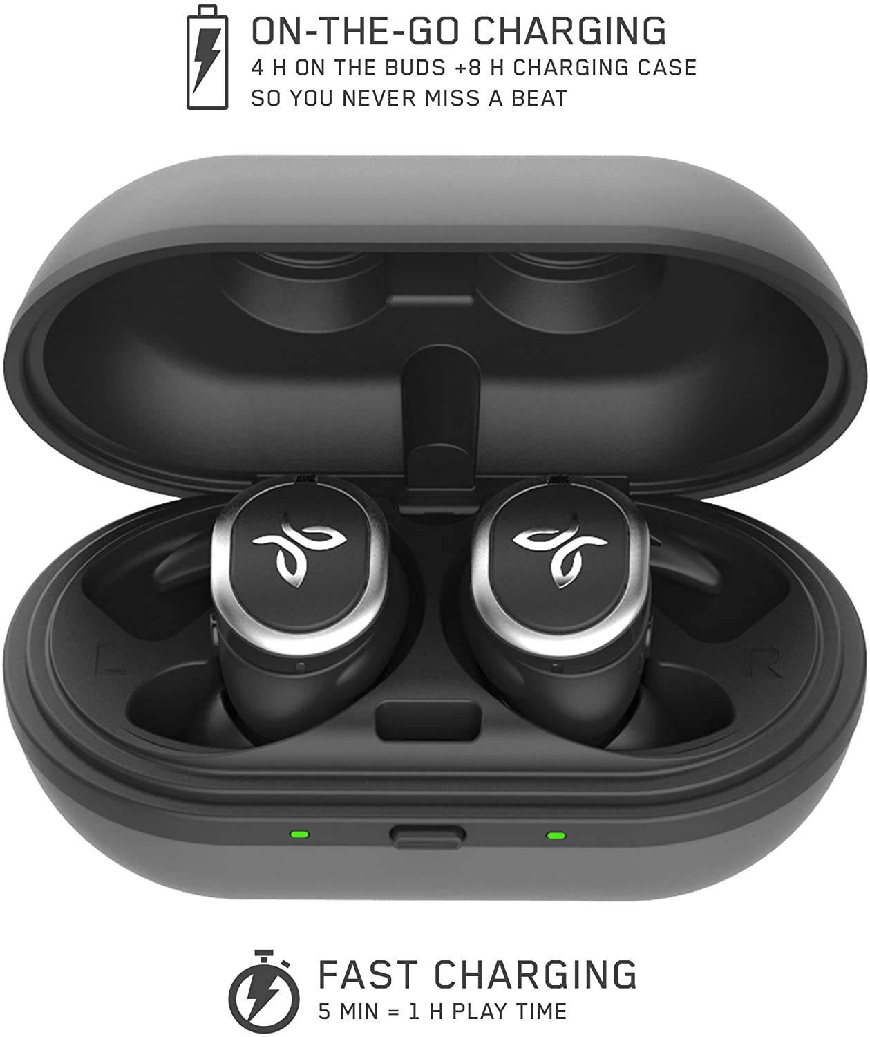 Jaybird RUN True Wireless Headphones for Running, Secure Fit, Sweat-Proof and Water Resistant, Custom Sound, 12 Hours In Your Pocket, Music + Calls (Jet)
