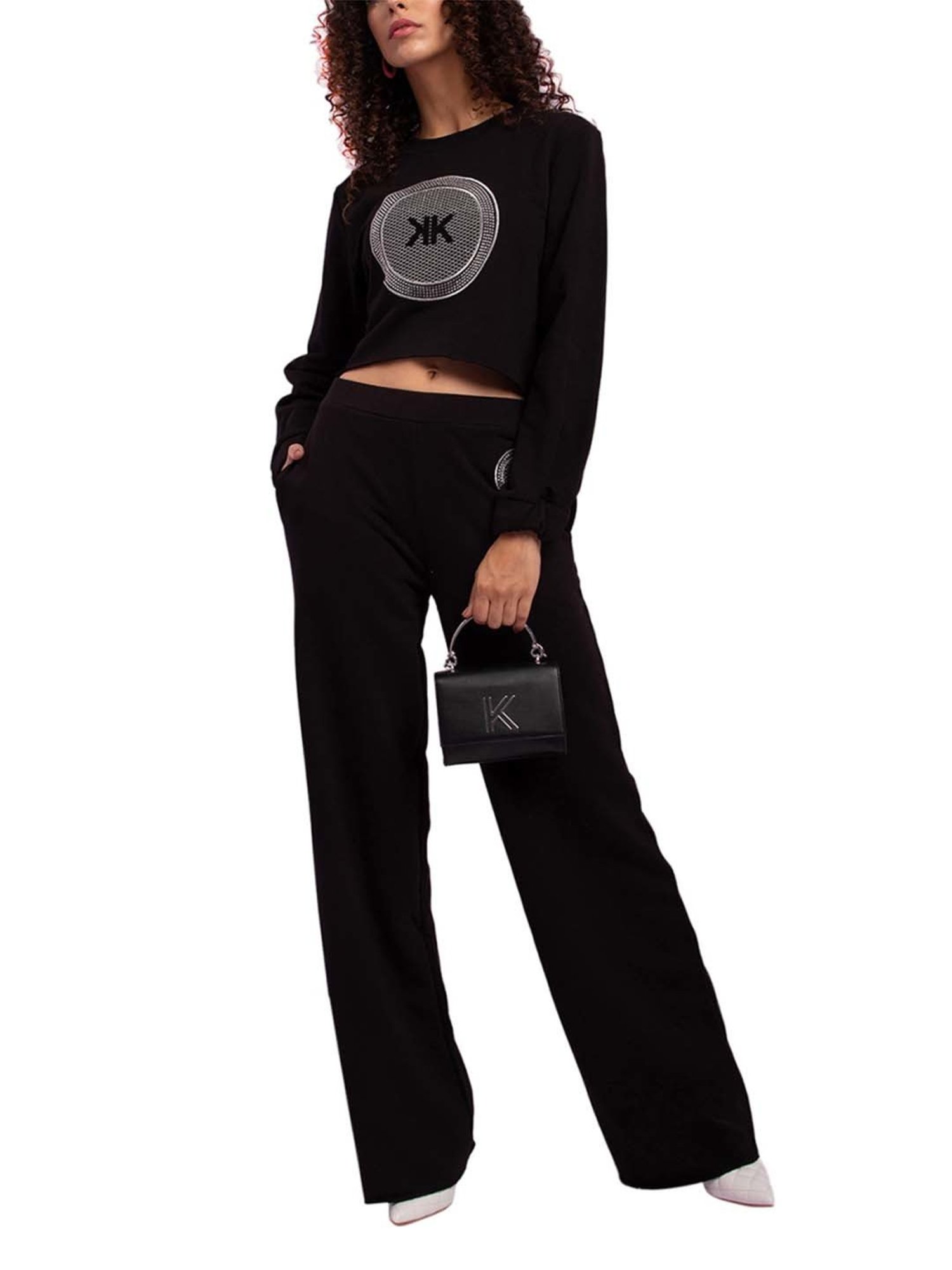 KENDALL + KYLIE Black Mid Rise Flared Pants