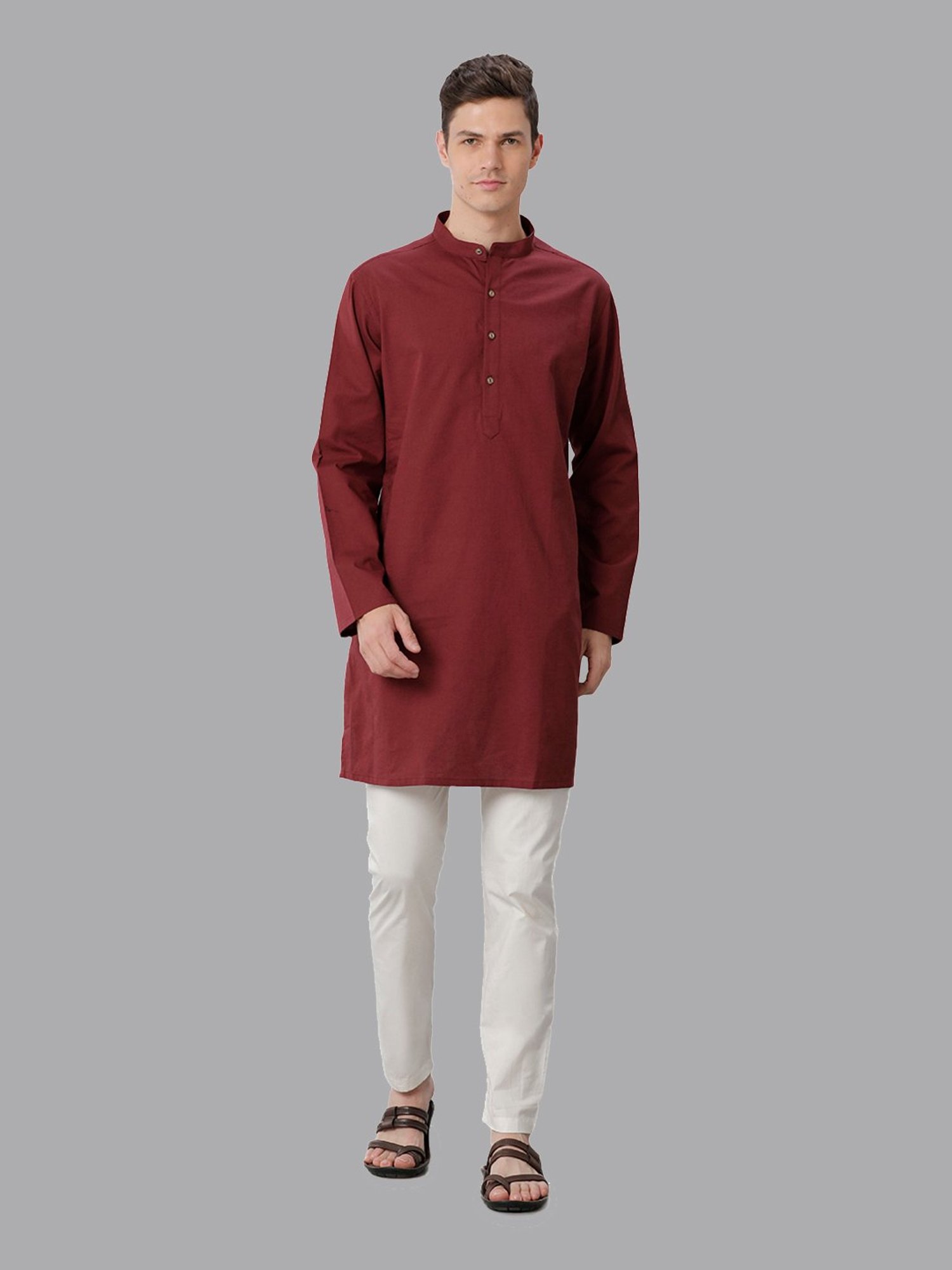 CAVALLO by Linen Club Maroon Regular Fit Kurta