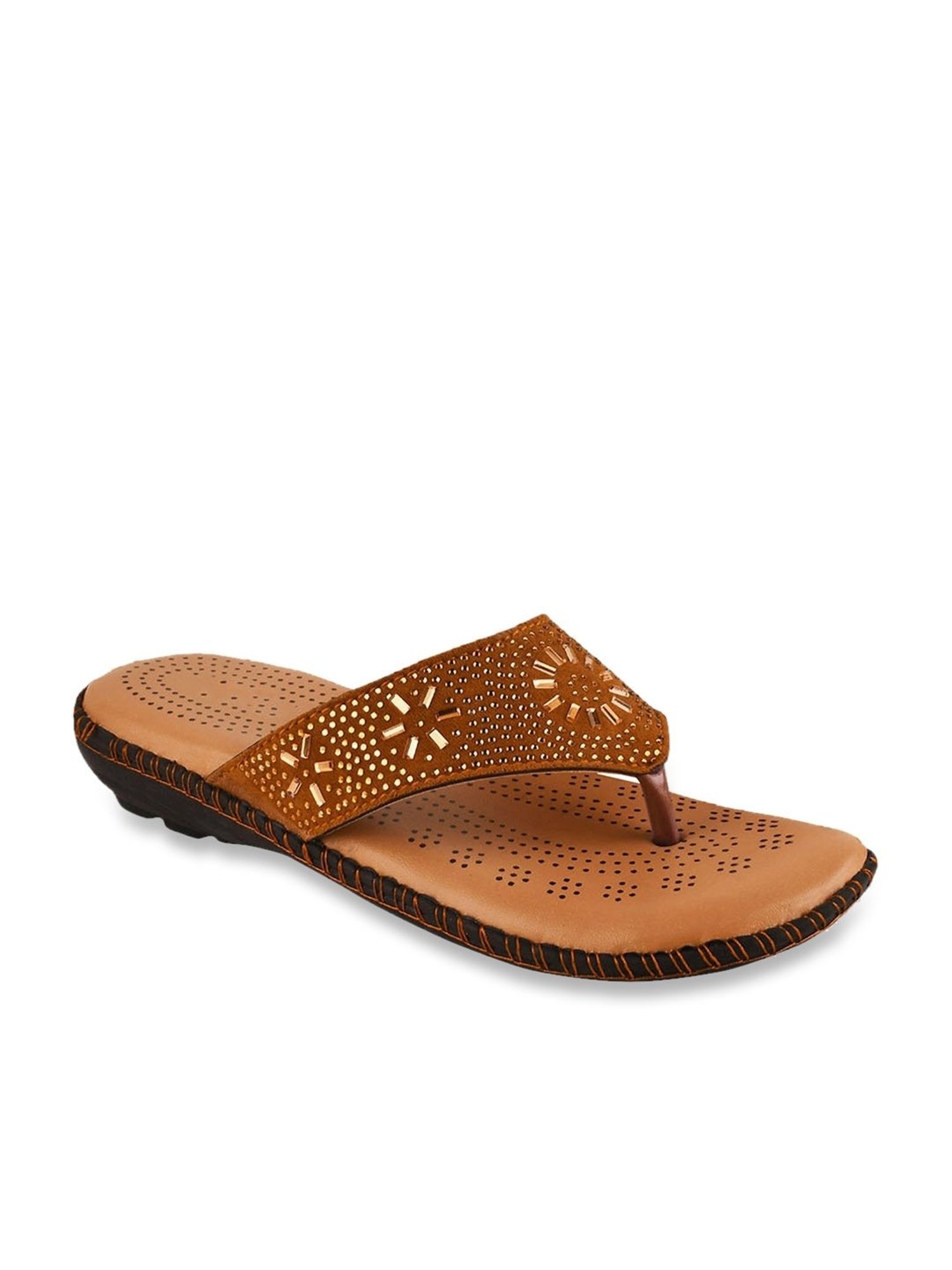 The White Pole Women's Brown Thong Sandals