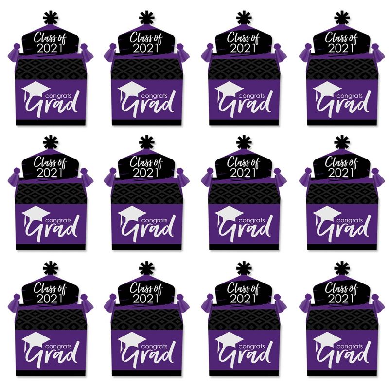 Big Dot of Happiness Purple Grad - Best is Yet to Come - Treat Box Party Favors - 2021 Purple Graduation Party Goodie Gable Boxes - Set of 12