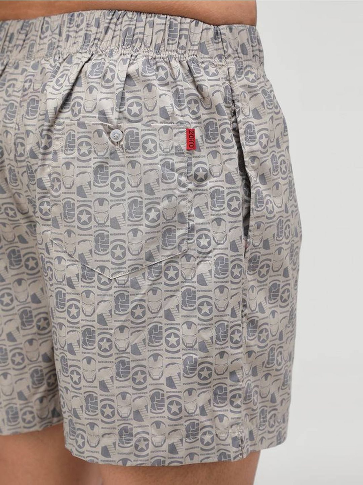 Zoiro Flint Grey Cotton Regular Fit Printed Boxers