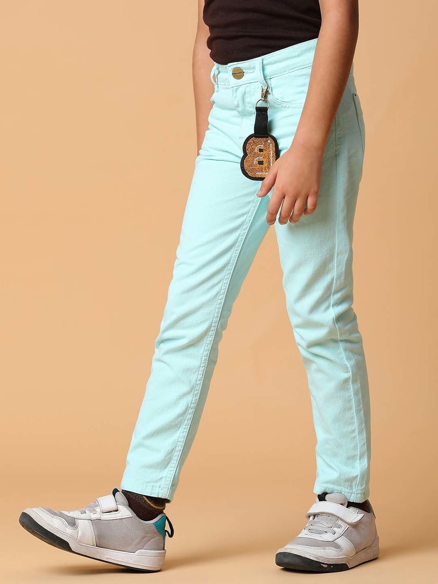 Tales & Stories Boys Mint Green Cotton Slim Fit Trousers