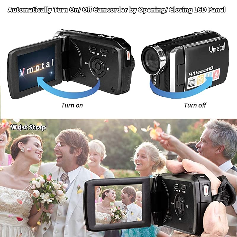 Video Camera 1080P Camcorder Vlogging Camera for YouTube, Digital Camera Recorder 270 Degree Rotation Flip Screen