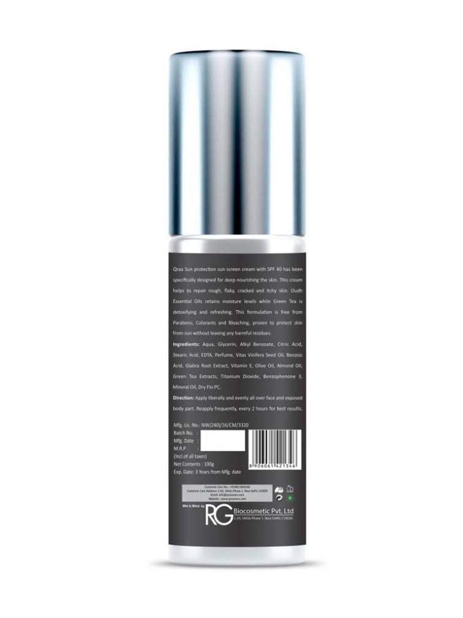 Qraa Men Spf 40 Pa+++ Sunscreen - 100 gm