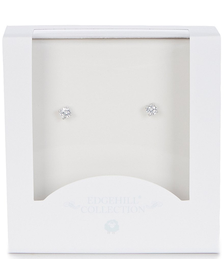 FAO Schwarz Sterling Silver Cross Pendant Necklace with Crystal Stone Accent