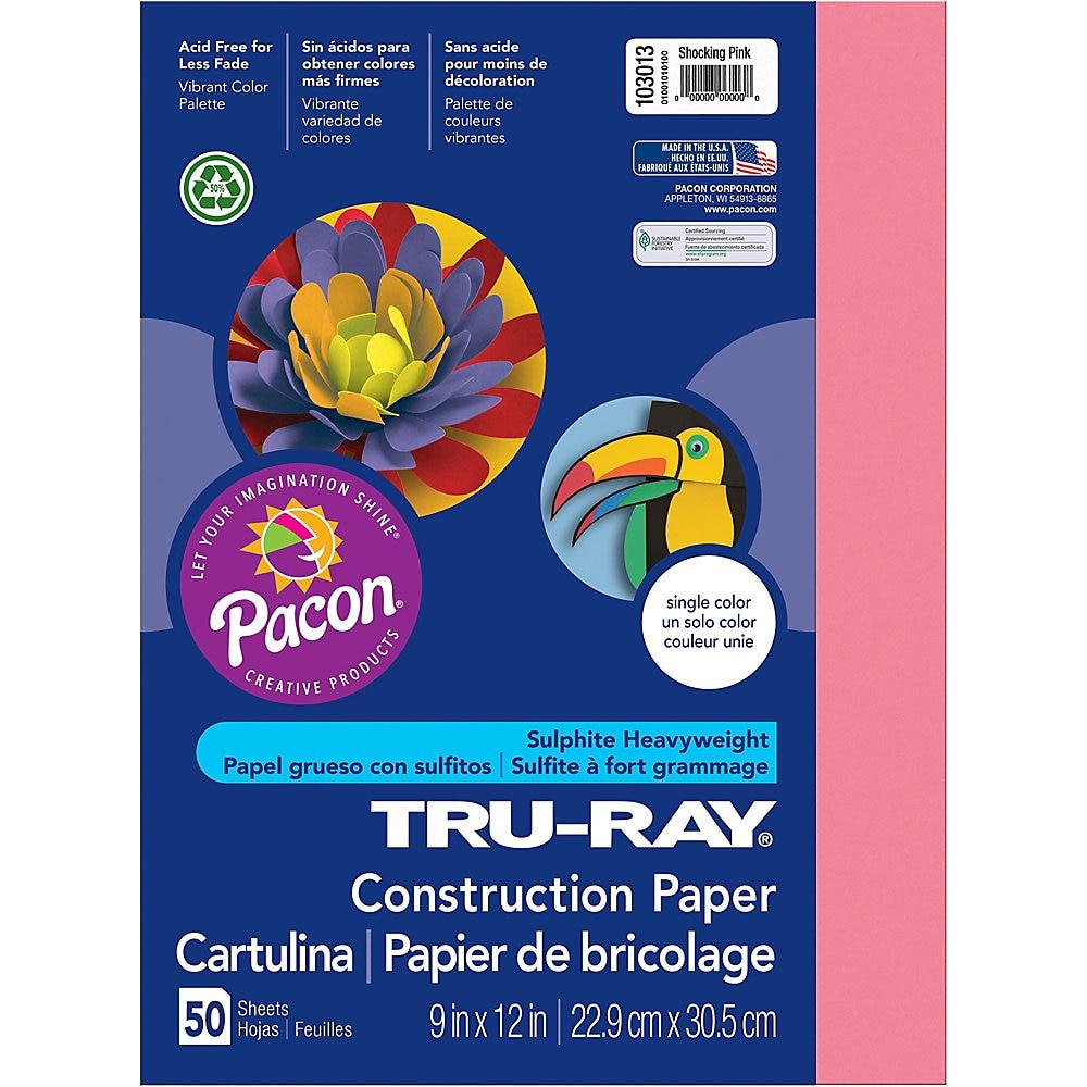 Tru-Ray Construction Paper, 76lb, 9 x 12, Shocking Pink, 50/Pack 103013