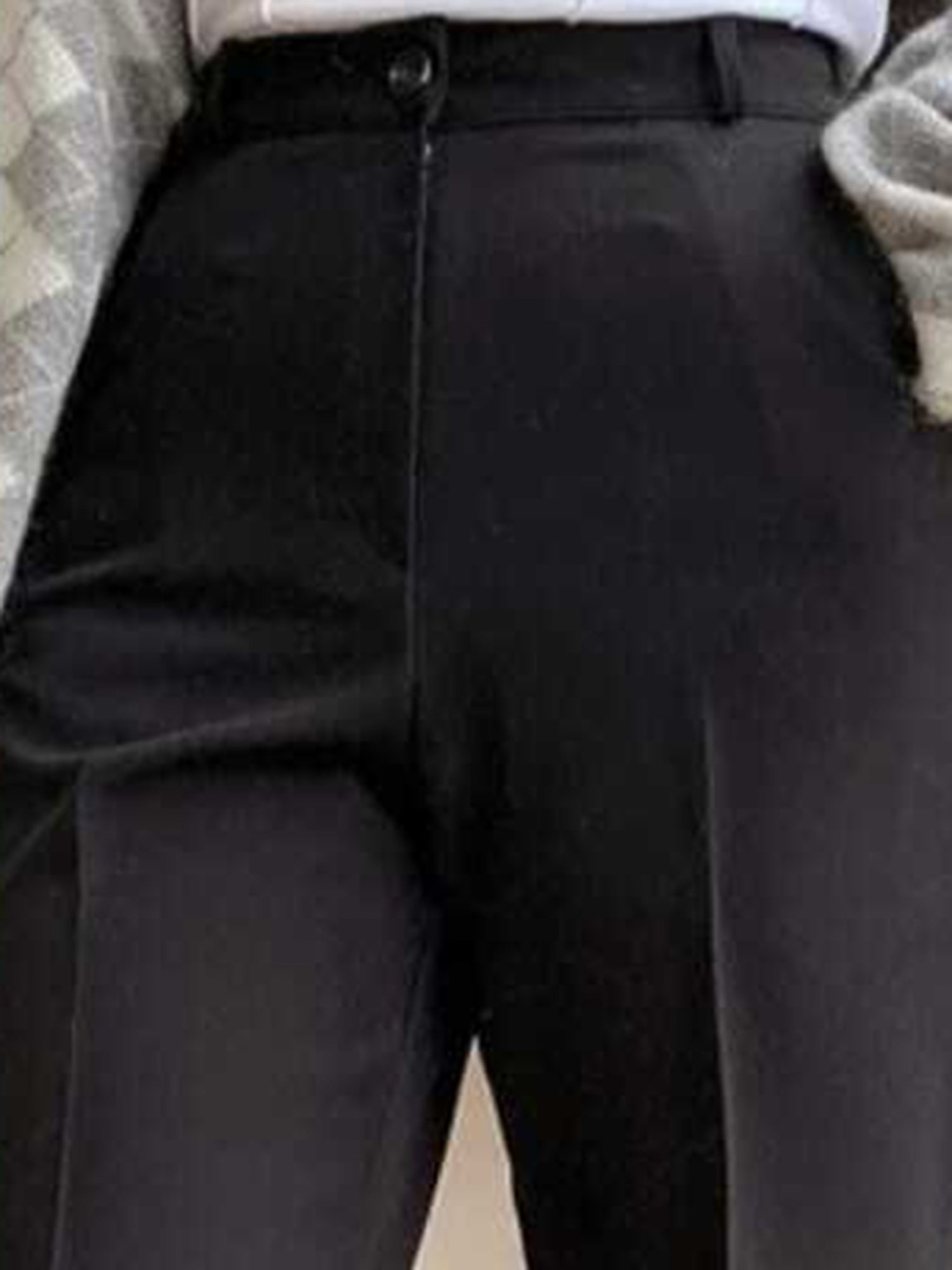 Broadstar Black Straight Fit High Rise Pants