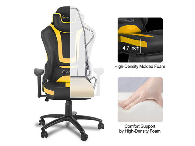 Office Gaming Chair Carbon PU Leather Reclining Black Racing Style, Executive Ergonomic Hydraulic Swivel Seat with U-Shaped Headrest and Lumbar Support,Red,GC18