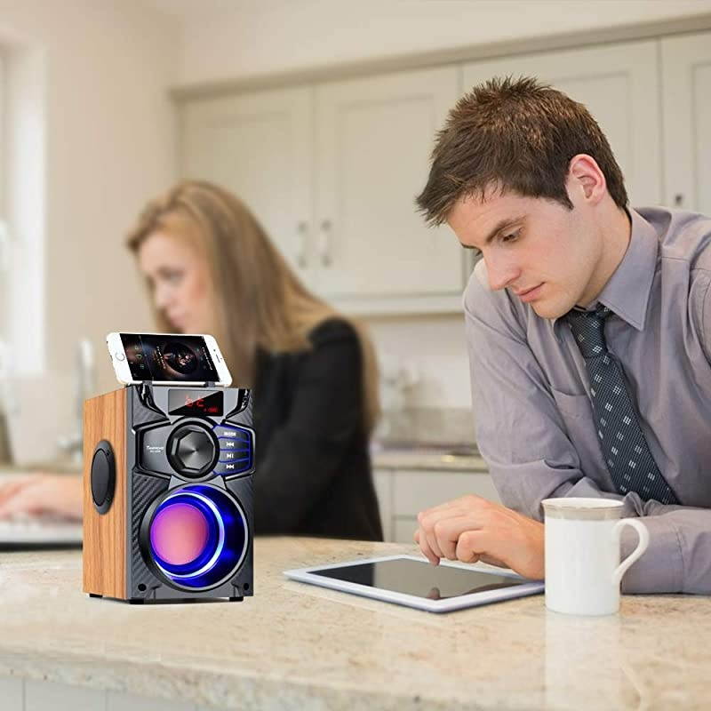 Bluetooth Speaker Subwoofer Heavy Bass Wireless Outdoor Party Speaker MP3 Player Line in Speakers Support Remote Control FM Radio TF Card LCD Display for Home Party Phone Computer PC