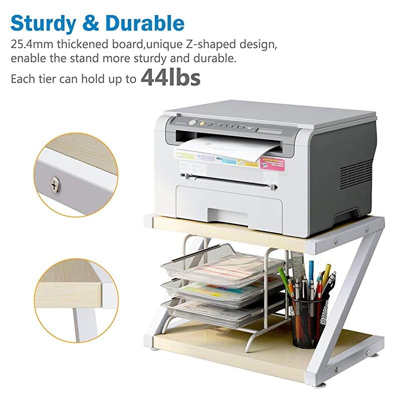 Desktop Stand for Printer Desktop Shelf with Anti Skid Pads for Space Organizer as Storage Shelf Book Shelf Double Tier Tray with Hardware Steel for Mini 3D Printer by