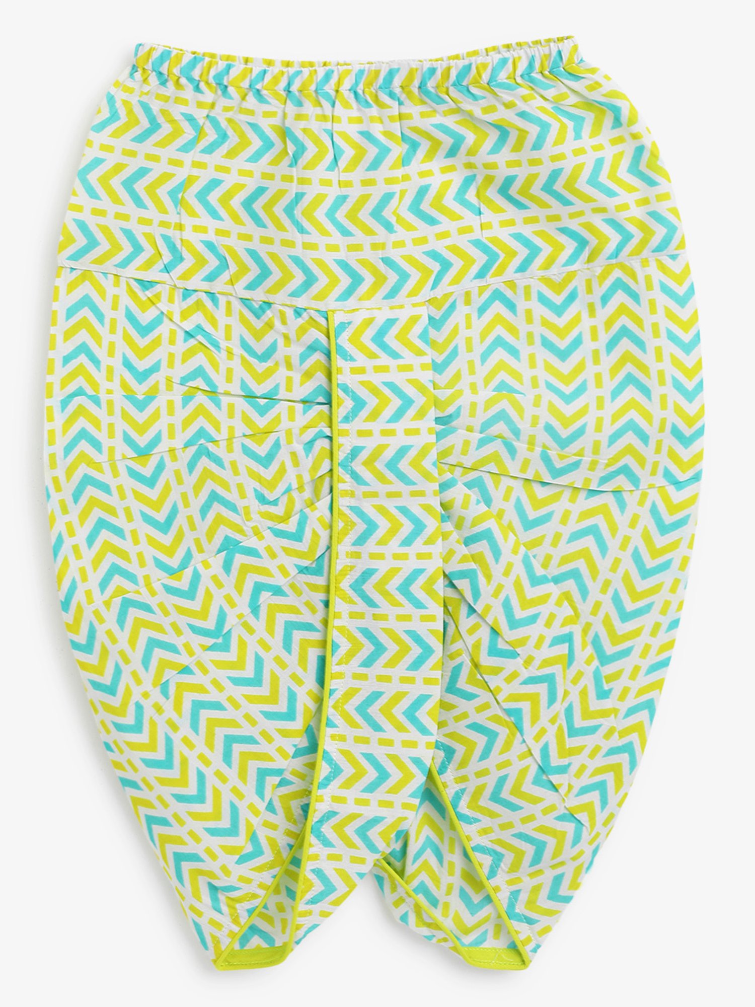 Campana Kids Turquoise & Lime Green Printed Full Sleeves Kurta with Dhoti