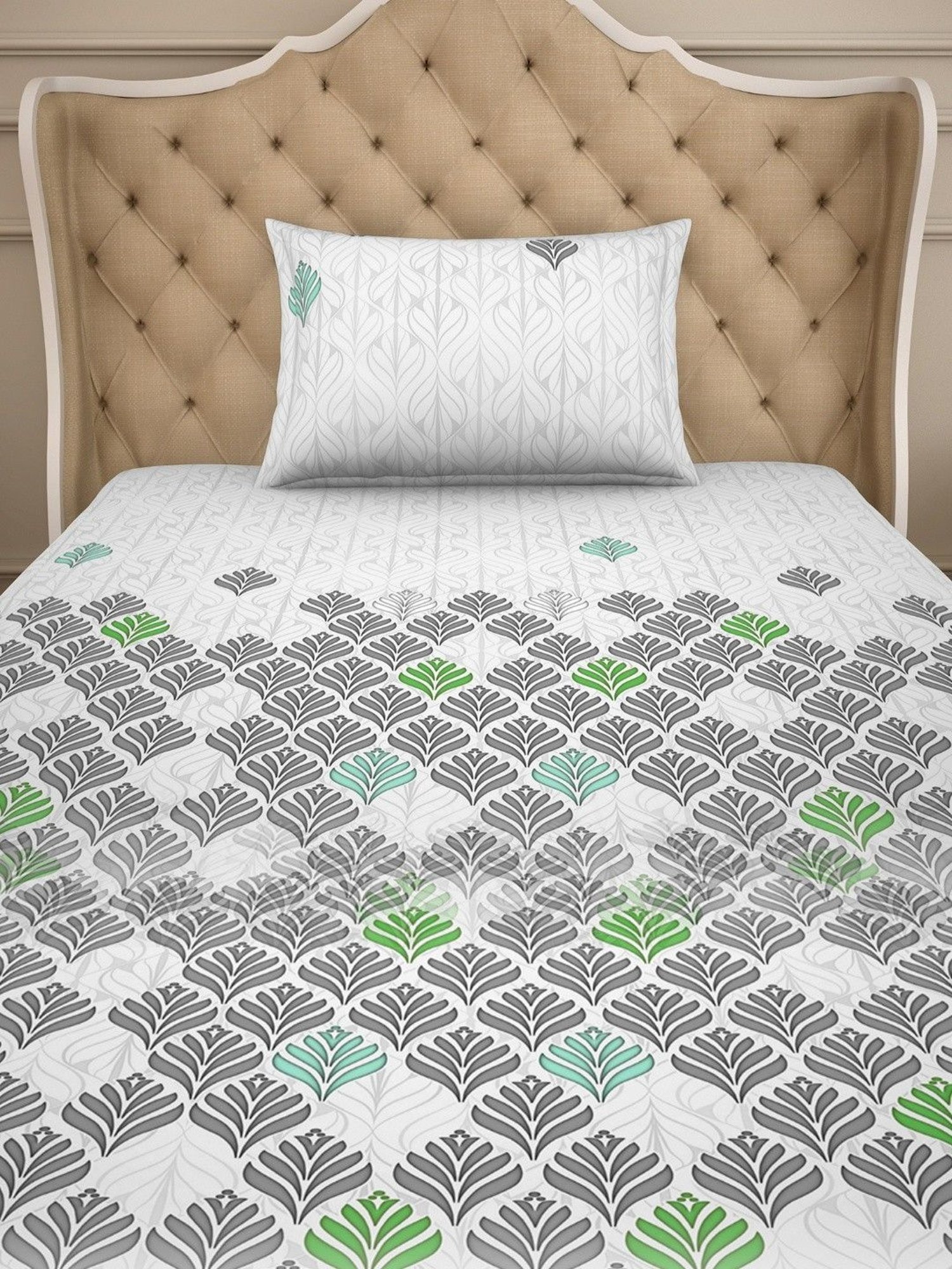 Welspun Printed Multicolor Cotton Single Bedsheet with Pillow Cover