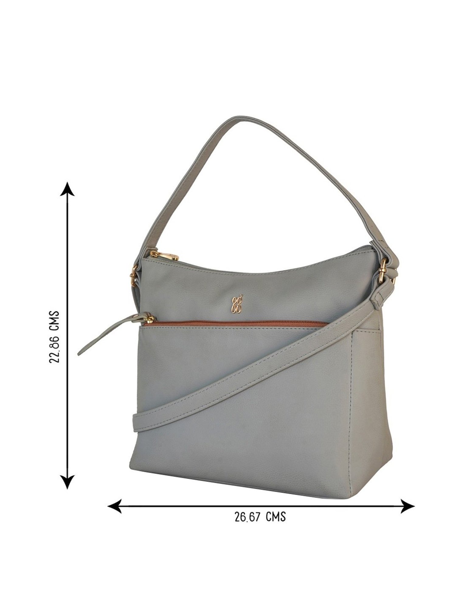 Baggit Grey Solid Medium Hobo Handbag
