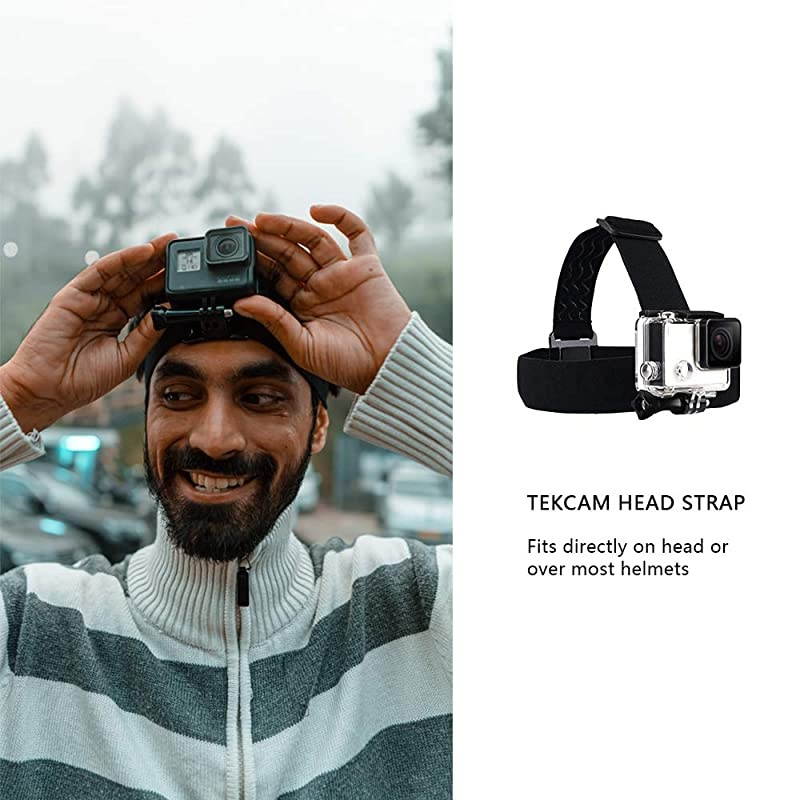 Wearing Headband Head Strap Belt Mount with Screw Compatible with Gopro Hero 7 6 5/APEMAN/AKASO/Campark/Victure/Crosstour/Prymax/Dragon Touch 4K Action Sports Camera (Camera Not Included)