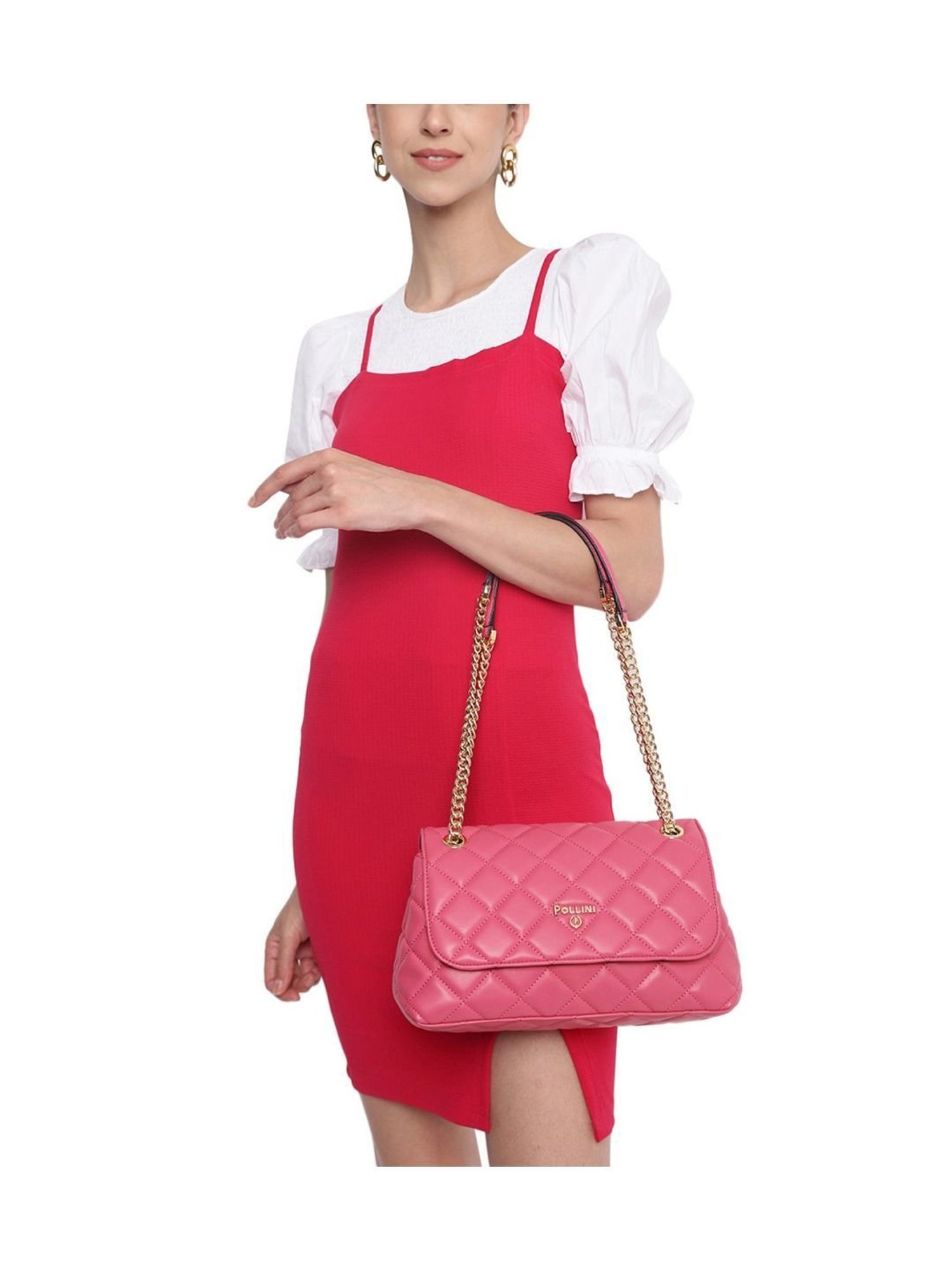 Pollini Pink Soft Quilted Medium Shoulder Bag