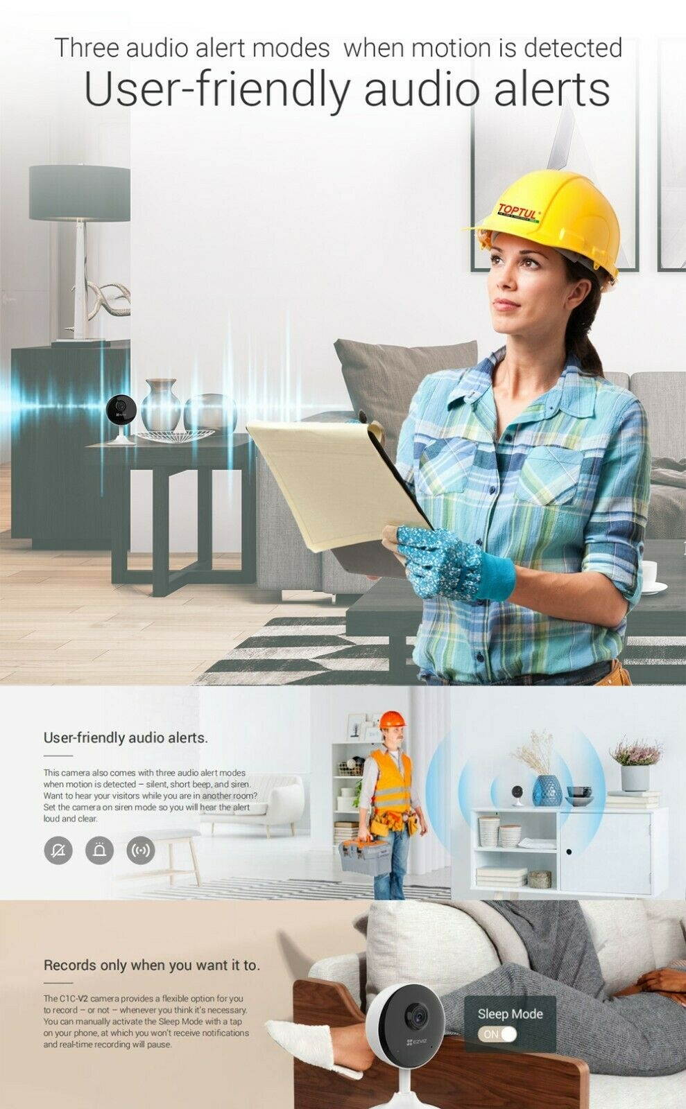 2x Security Camera WIFI 1080P Night Vision 2-Way Audio C1C-V2 H.265