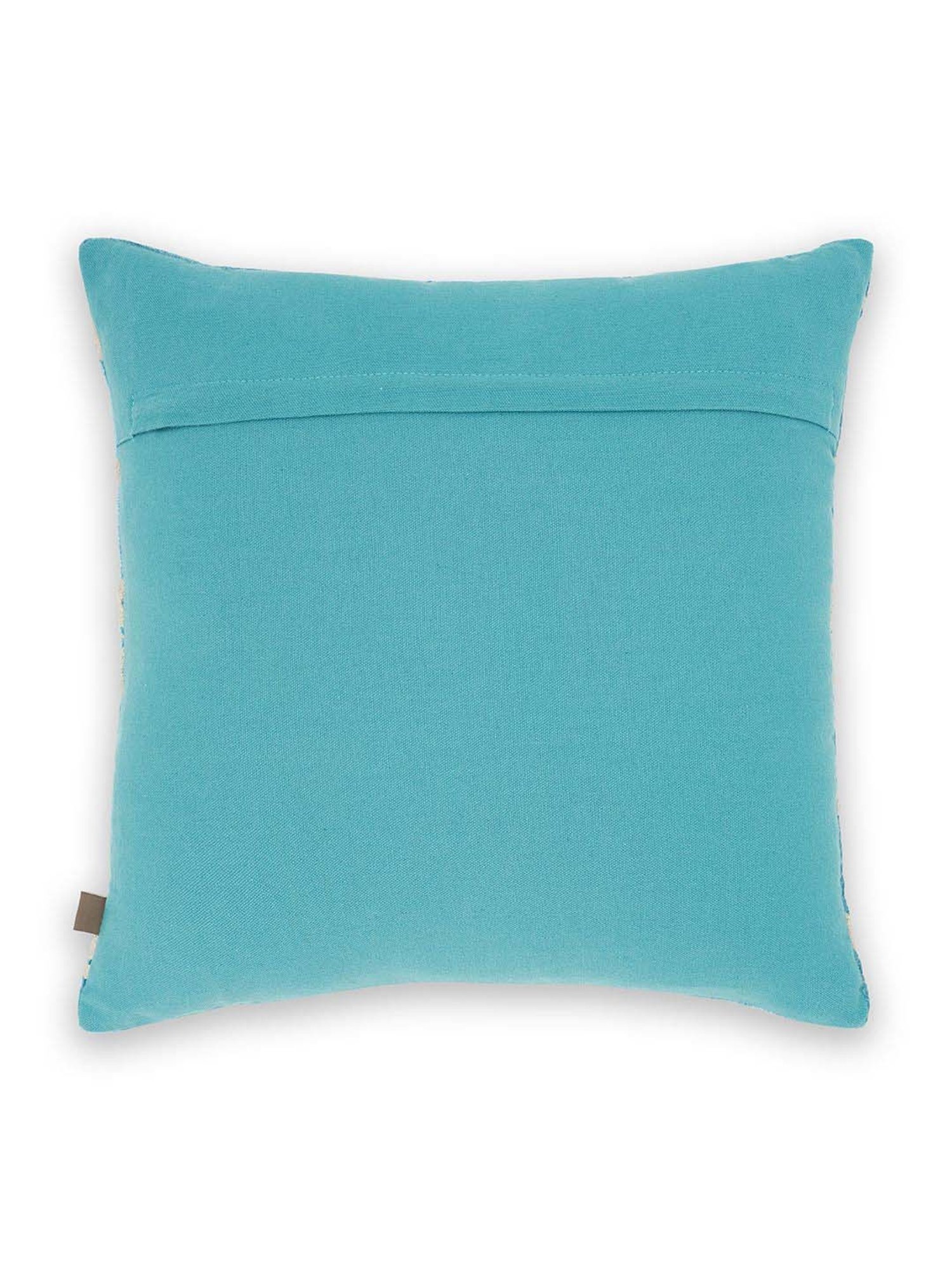 Pure Home and Living Blue Cotton Embroidered Square Cushion Cover