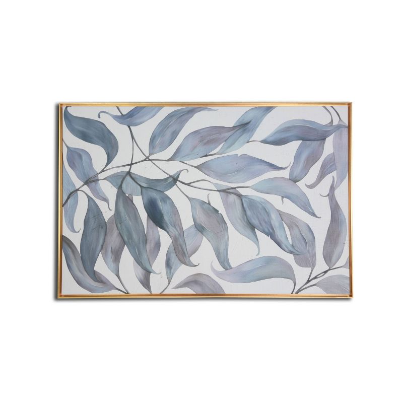 24" x 36" Leaves Floating Framed Wall Canvas Blue - Gallery 57