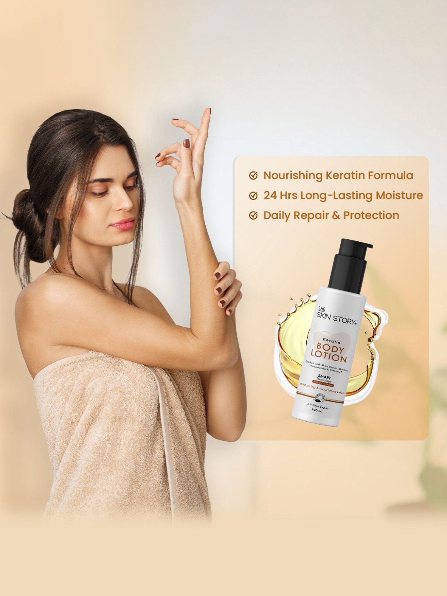 The Skin Story Vitamin E & Shea Butter Keratin Moisturizing & Nourishing Body Lotion - 100 ml