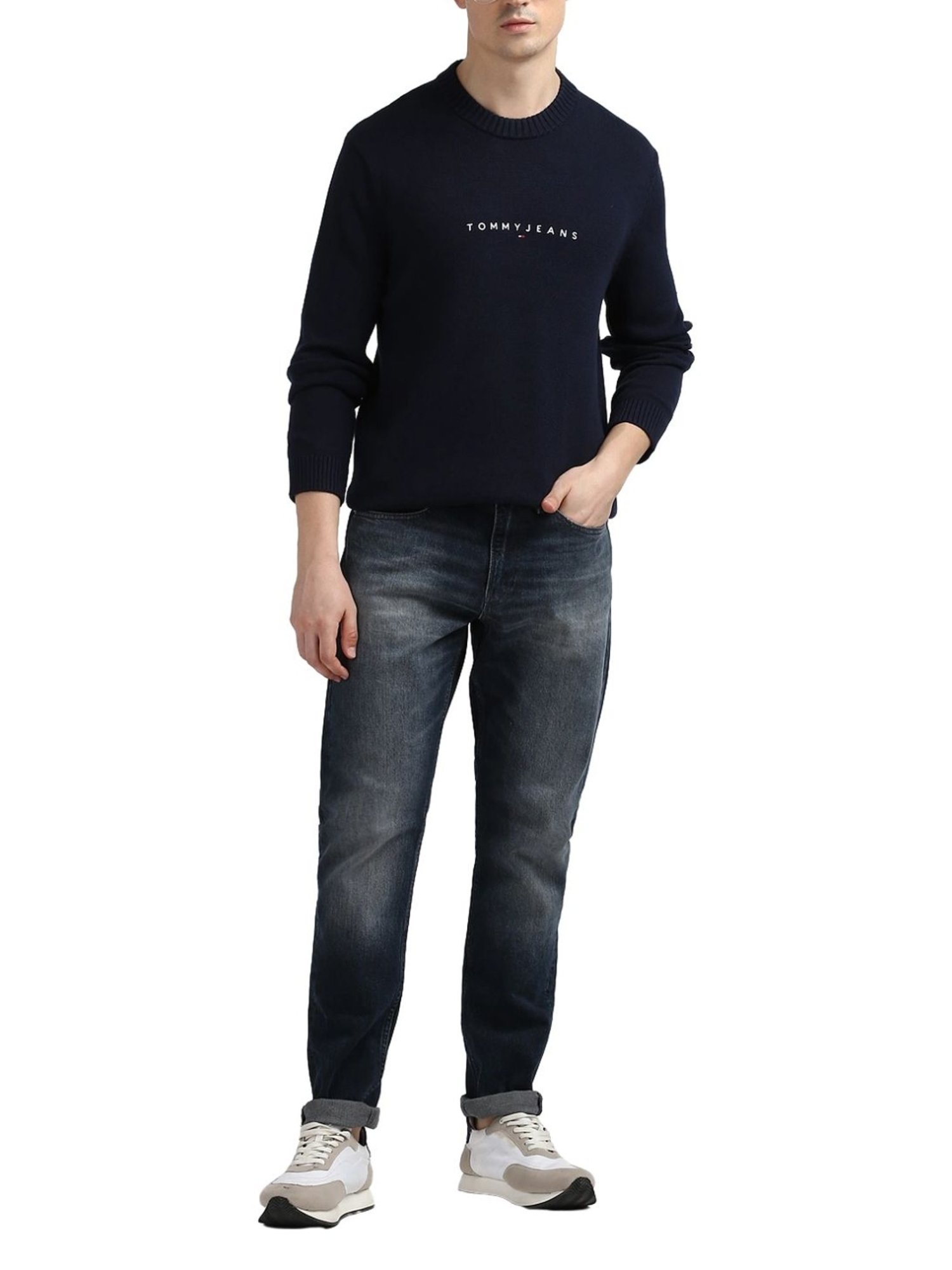 Tommy Hilfiger Navy Logo Slim Fit Sweater
