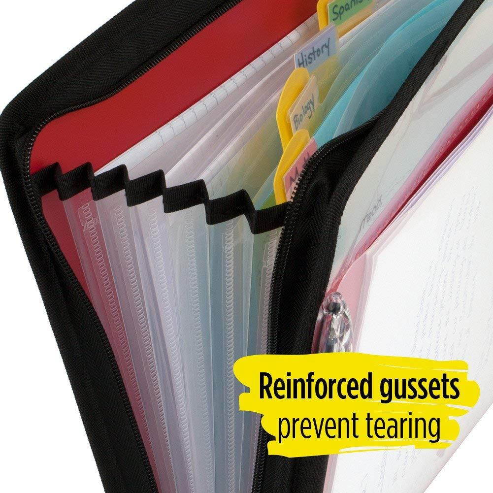 Five Star Expanding File, 7-Pocket Expandable Folder, Zipper Closure, Customizable, Red (72705)