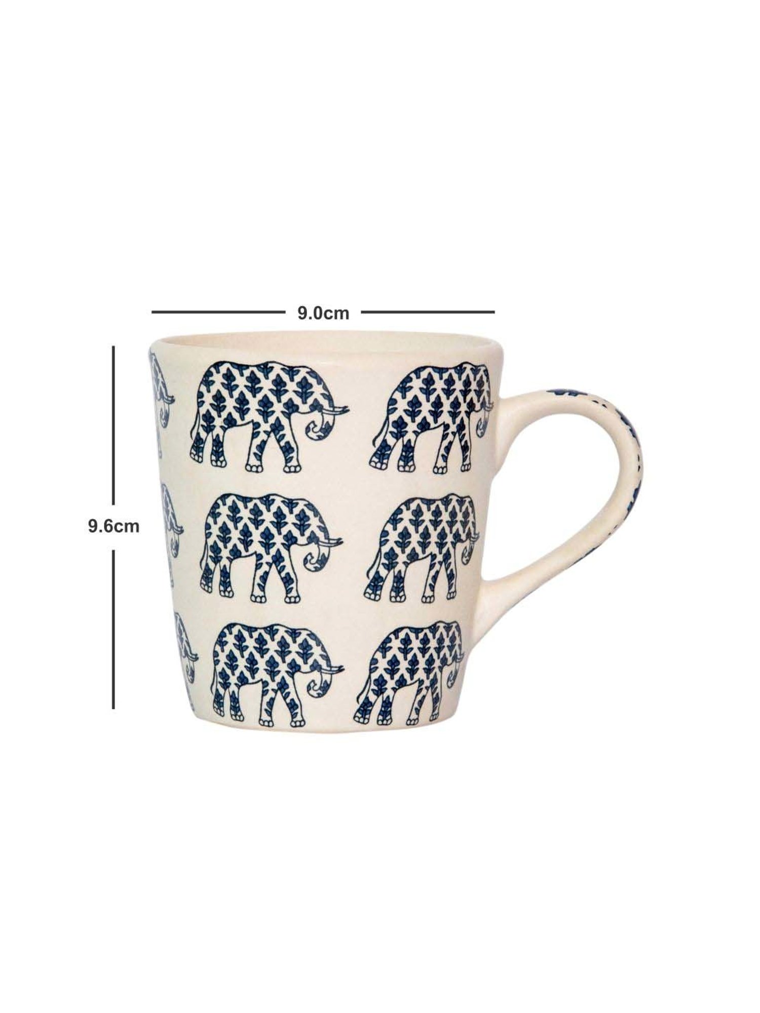 Goodhomes White & Blue Stoneware Coffee Mug (0.31 L) - Set of 4