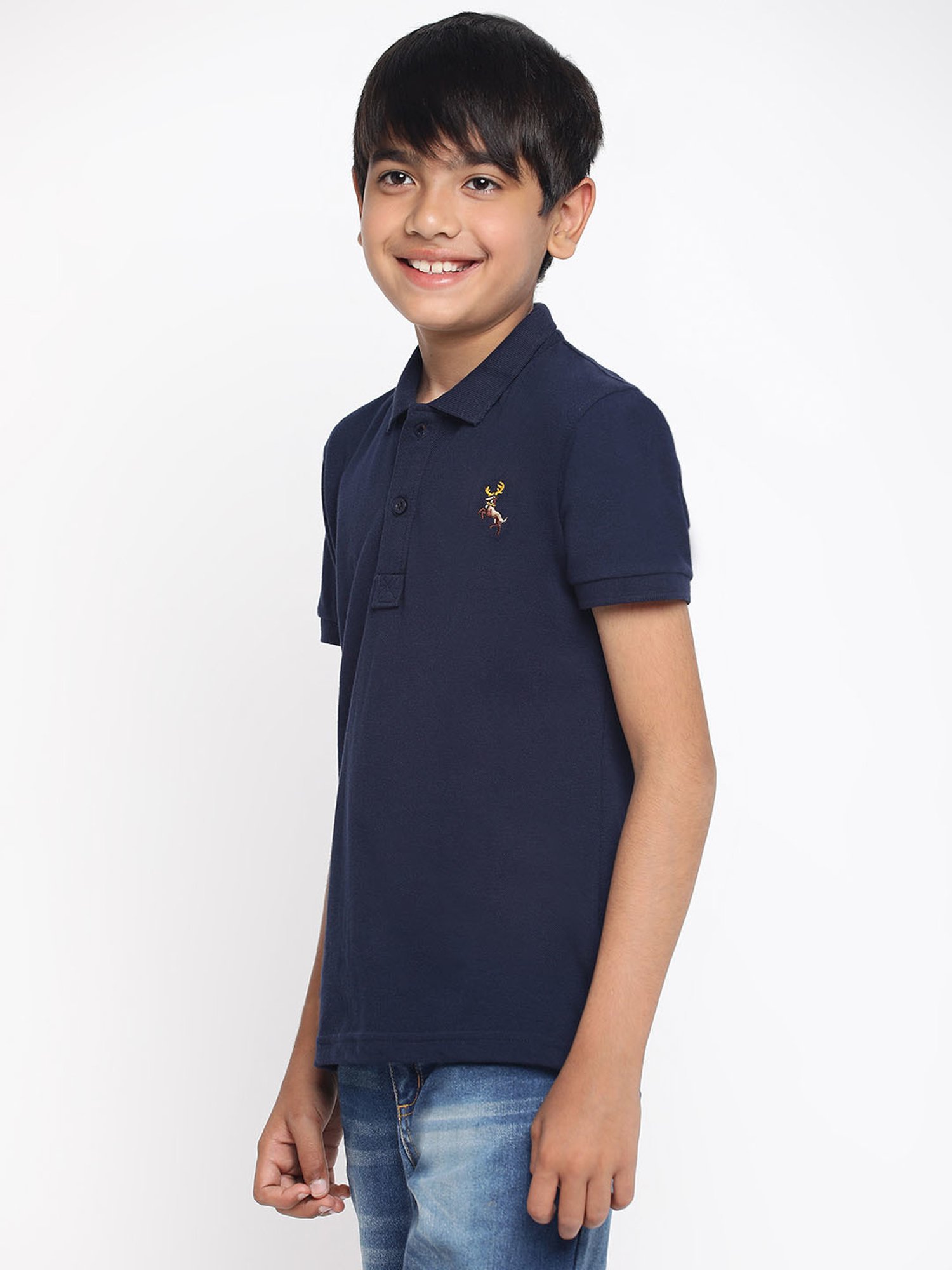 Lil Tomatoes Kids Navy Solid Polo T-Shirt
