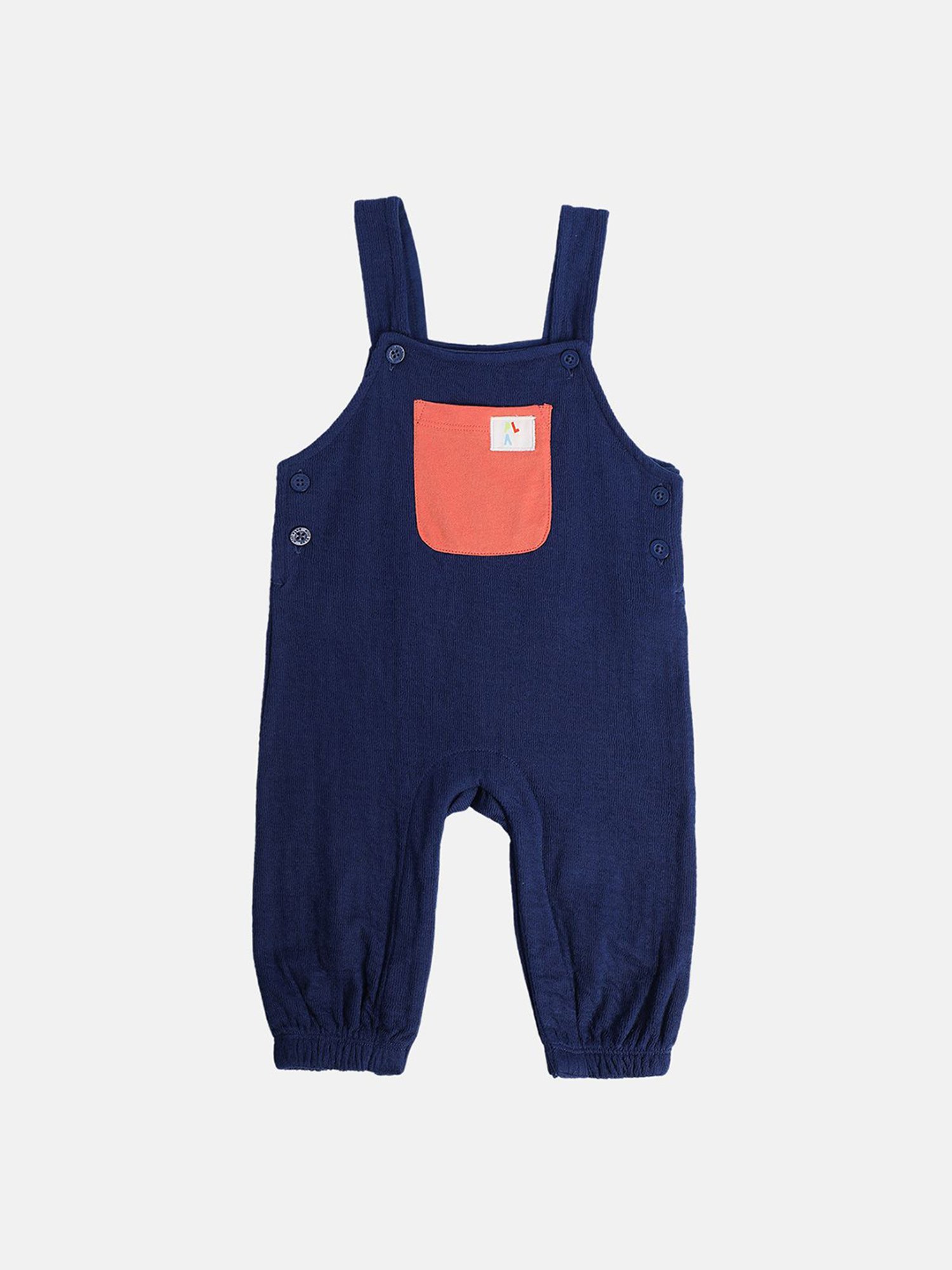 MINIKLUB Boys Navy & Yellow Printed Full Sleeves T-Shirt with Dungaree