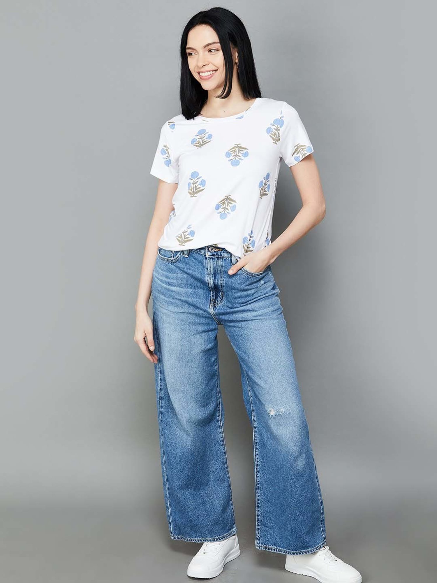 Colour Me by Melange White Printed T-Shirt